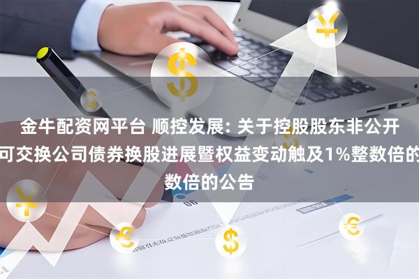 金牛配资网平台 顺控发展: 关于控股股东非公开发行可交换公司债券换股进展暨权益变动触及1%整数倍的公告